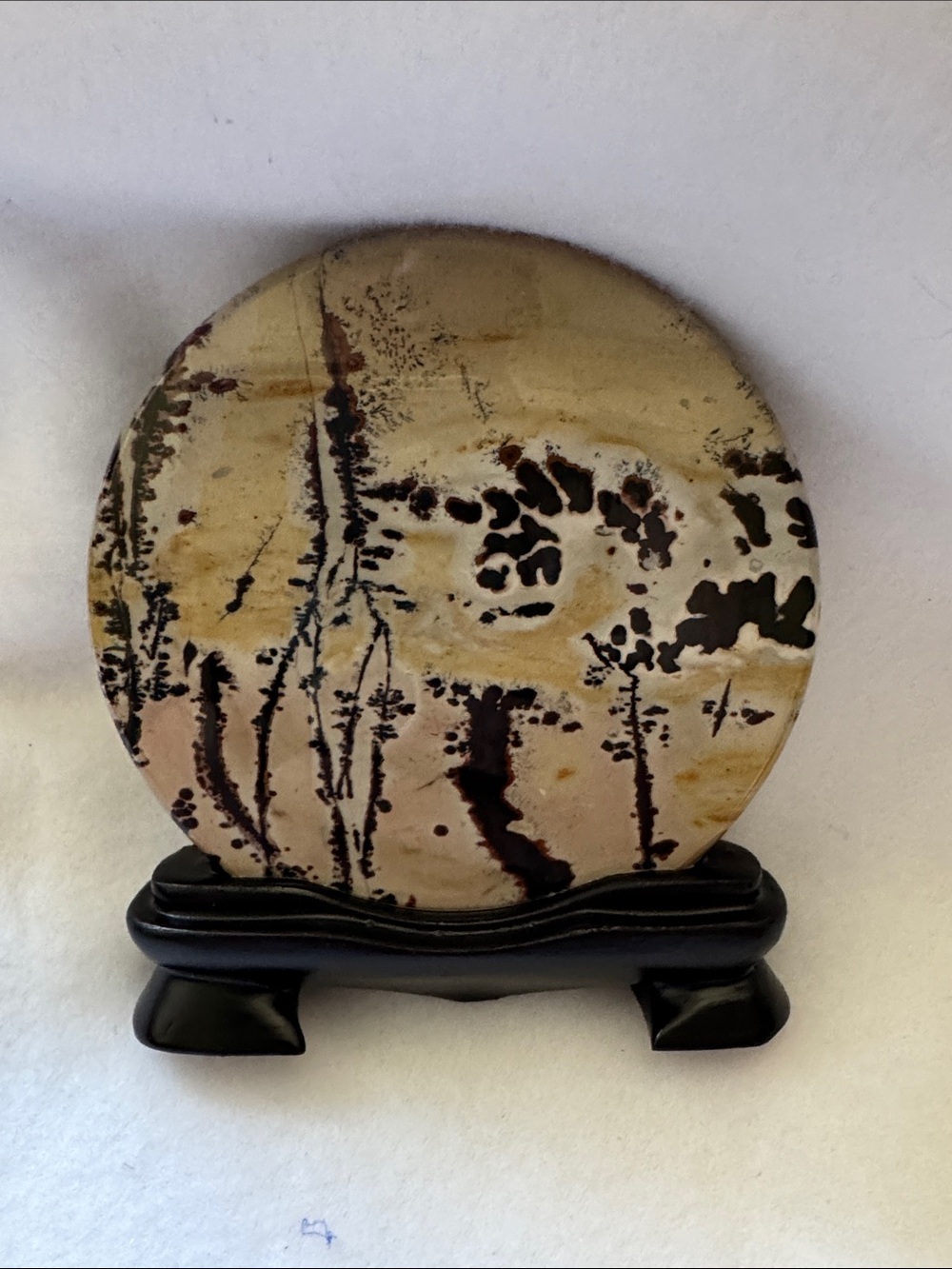 Decorative Round Stone Art Plaque in picture Jasper